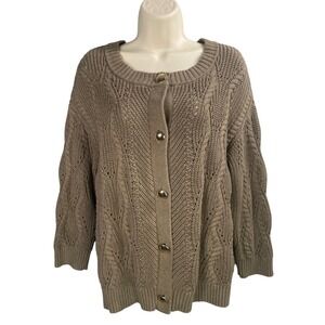 Talbots Cardigan Large Cable Knit Button Front Sweater Old Money Capsule Luxury